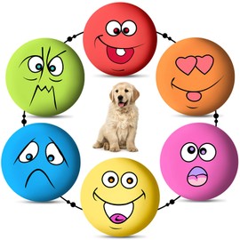 Nicoone 6 Stücke Hund Quietschende Spielzeug Latex Weiche Hundespielzeug Gummi Quietschende Kauspielzeug Holen Spielbälle für kleine, mittelgroße Haustiere, Hunde, Katzen