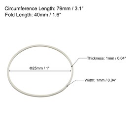 MECCANIXITY 100 Pack Rubber Band Stretchable Rubber Elastic Band White 25mm x 1mm Hair Rubber Bands for Home Office