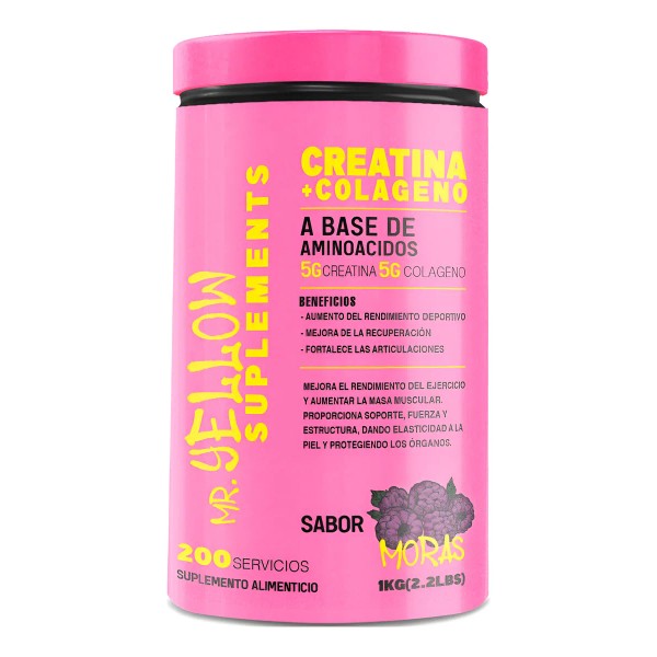 Mr. Yellow Creatina Colgeno 1kg 200 Servs Moras - Producto