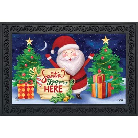Briarwood Lane Santa Stop Here Christmas Doormat Presents Holiday 30" x 18"