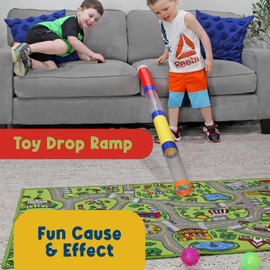 Meavia Toy Tunnel Ball Drop Race Track Set (7-Piece Set); Toy Car/Ball Ramp Play Set STEM Toy