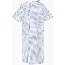 EASY CARE SOLUTIONS | Unisex PATIENT GOWN Blue/Green Diamond Print - Wrap Around Style - Hospital Supplied