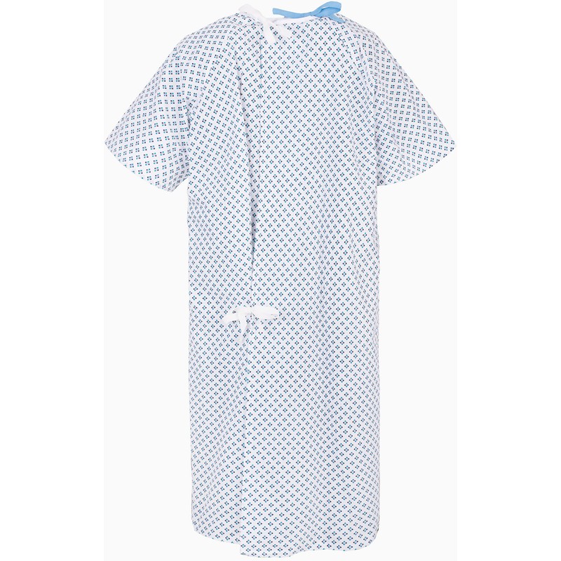 EASY CARE SOLUTIONS | Unisex PATIENT GOWN Blue/Green Diamond Print