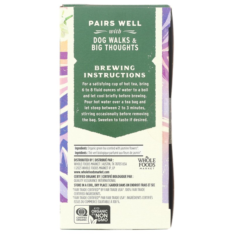 Whole Foods Market, Tea Green Jasmine Organic, 20 Count