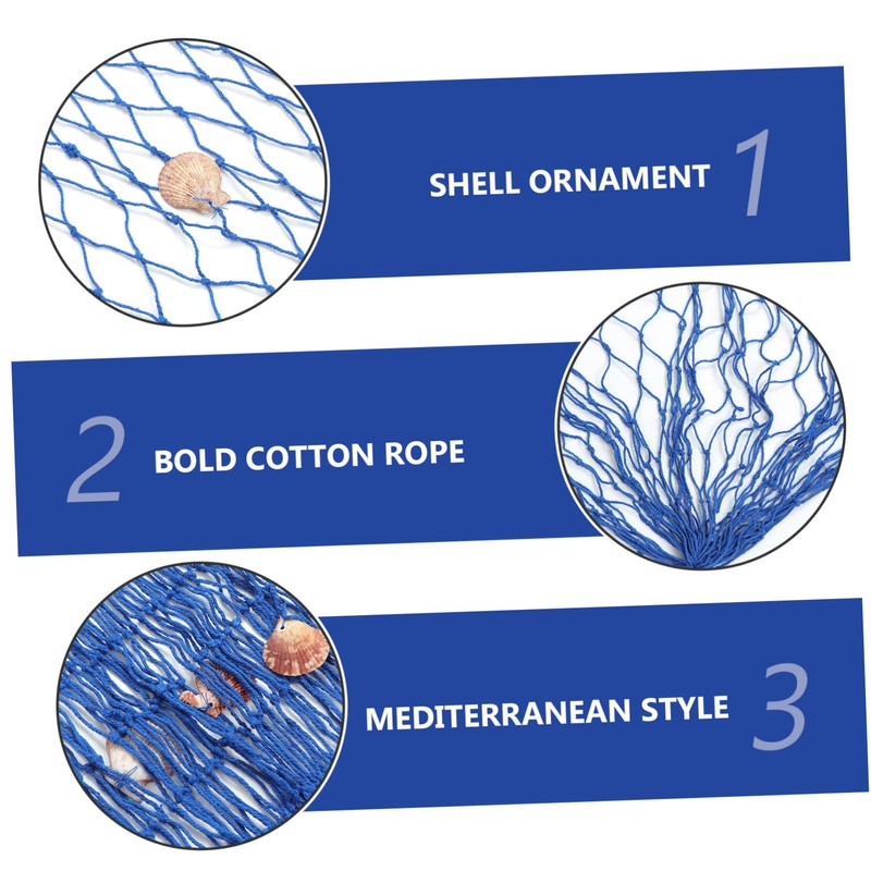 ORFOFE Indoor Beach Fishing Net Wall Ornament Decorative Thickened Style