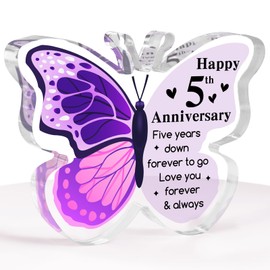 5th Wedding Anniversary Unique Gifts, 5 Year Anniversary Wedding Gifts for Wife Husband, 5 Year Anniversary Romantic Gifts for Him Her, Anniversary Elegant Gifts for Couple, Acrylic Plaque