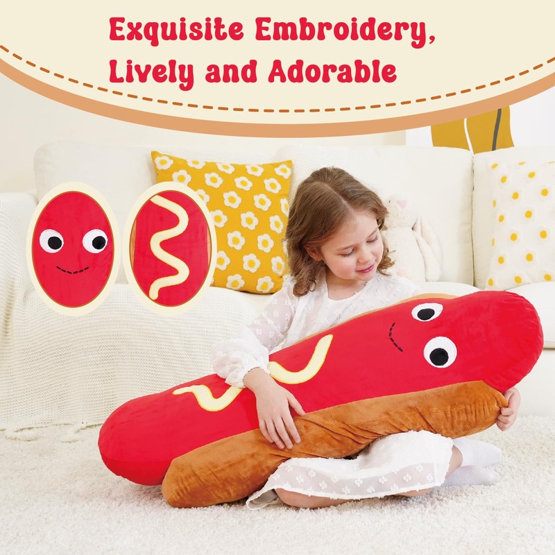 Zctghvy Hot Dog Stuffed Animal – Realistic 35-inch Plush Toy