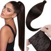 LaaVoo Real Hair Braid Extensions Brown Real Hair Ponytail Extensions