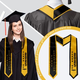 XINWBB First Generation Graduation Stole 2025, First Gen Graduation Sash for High School College Graduates (Black&Gold)