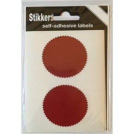 Company Seals, 50mm Diameter, 8 Labels per Packet. Serrated Edge, Gloss Dark Red, Certificate Wafer Company Seal Labels, Stickers for Embossing, Awards & Rewards