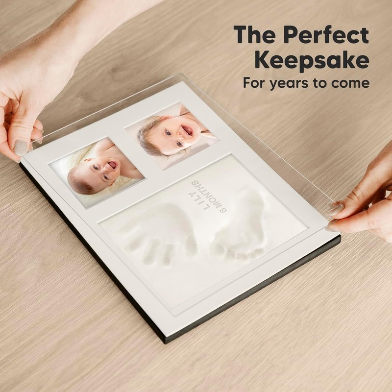 Baby Hand- und Fußabdruck Set mit Bilderrahmen – Abdruck-Kit 28x22