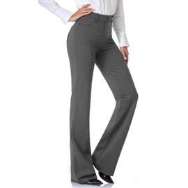 Tapata Women's 28''/30''/32''/34'' Stretchy Bootcut Dress Pants with Pockets Tall, Petite, Regular for Office Work Business 30",New Charcoal,L