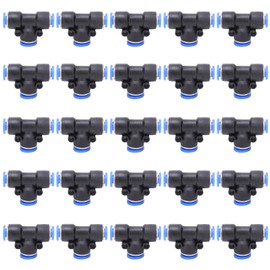 50Pcs 3‑Way Pneumatic Connector Quick PU Tube Hose Push in Air Water Fitting PEG6‑8‑6