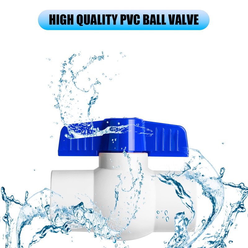 8PCS 3/4" PVC Ball Valve, Shut-Off Ball Valve Socket with
