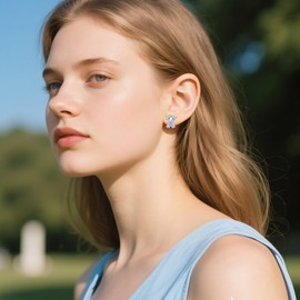 Birthstone Highland Cow Earrings Sterling Silver Cow Stud Earrings Scottish Highland Cow Jewellery Gift for Women, Sterling Silver, No Gemstone