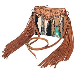 American Darling Cross Body Saddle Blanket Fabric Leather Western Women Bag Handbag Purse Crossbody Travel Bags College