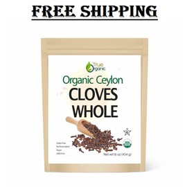 True Organic Ceylon Cloves Whole, 16 ounces Bulk Bag, USDA Organic & Kosher Certified, Non...