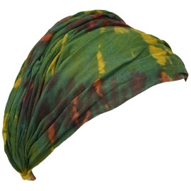 Gheri Cotton Nepalese Binding Dye Hippie Colorful Headwrap Headband - Black / Grey