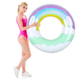 CTDMJ Swimming Ring Adult Swimming Ring with Handle Star Clear Sky Swimming Hoop Round Swimming Ring Swimming Ring Tube Door Pool Bath Toy Party Summer Pool Party Approx. 80 cm