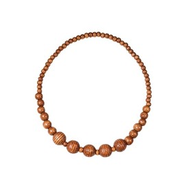 COLORFUL BLING Natural Chunky Wooden Beads Statement Necklace Boho African Tribal Collar Choker Bib Necklace Hippie Vacation Jewelry for Unisex Men Women-grooved light