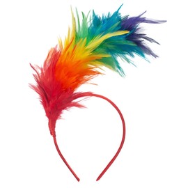 GHGMAO 1920s Feather Fascinator Headband for Women Kentucky Derby Headpiece Gatsby Fascinator Hats Feathers for Cocktail Wedding Tea Party (Rainbow)