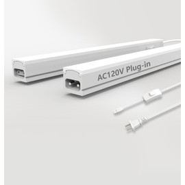 Leetdud Under Cabinet Lighting Plug in, 16 Inch 2 Pcs, Linkable AC120V 3CCT 3000K/4000K/5000K Ultra Slim, LED Under Cabinet Lights for Counter Light, Kitchen, Shelf, Sink, Workshop, Desk, White