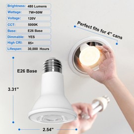 Ivyemons PAR20 LED Bulb 5000K Daylight White, 6PCS Super Bright 480LM PAR20 Dimmable Led Bulbs 7W, Equivalent 50W, No Flicker PAR20 Bulb 120V, E26 Base PAR20 LED Flood Light Bulbs Indoor & Outdoor