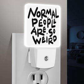 Jahiona LED Night Light Lamp with Smart Sensor Dusk to Dawn Sensor,Normal People are So Weird Funny Hand Written Saying Night Light Daylight White,0.5W Plug-into Wall for Adults,Bedroom,Bathroom