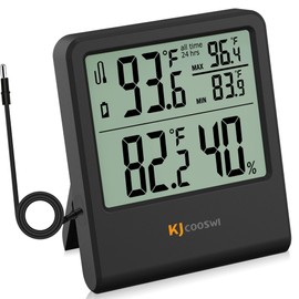 Wired Indoor Outdoor Thermometer, Home Room Temperature Monitor with Min/Max Record and 59.06 inch Line Probe Sensor