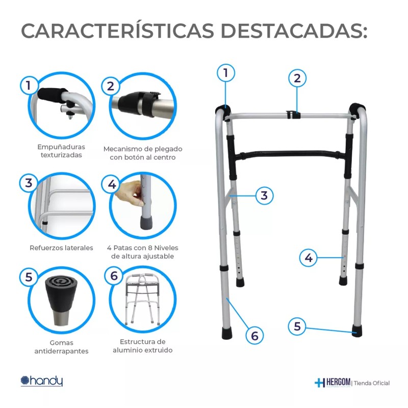 Handy Andadera Para Adulto Ortopedica Ajustable An03g Handy