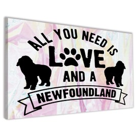 Hippowarehouse All you need is love and a Newfoundland Printed Canvas 41cmx61cm Wall Art Design Classroom Gym Room Home Office Décor