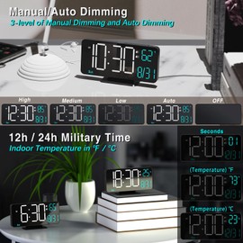 KOSUMOSU Digital Clock for Bedroom 6.7in Small Digital Alarm Clock Black, Dimming, 12/24h, Date, Day of Week, Temp, Desk Clock for Classroom, LED Clock for Living Room, Digital Calendar