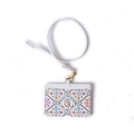 Asaka Bunko Yuzen Dye ID Card Case Pass Case Business Card Holder Owl Pattern Owl Hard Work Fuererou Bunko Leather Pink Sunrise