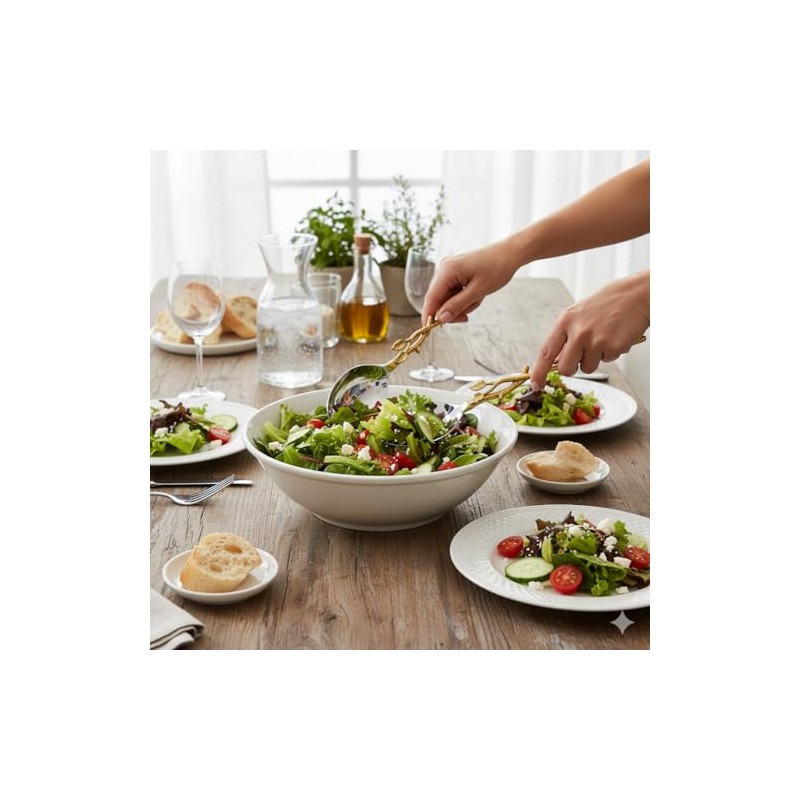 Golden Vine Salad Server Set, 11-Inch, Silver/Gold