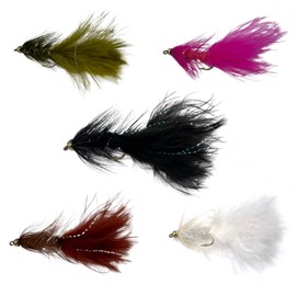 Feeder Creek Premium Bead Head Wooly Bugger Assortment, 36 Fly Fishing Wet Flies for Trout, Bass, Salmon & More Freshwater Fish, 5 Colors Variety Plus Flash