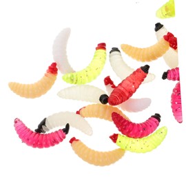 BIUDECO 100pcs Bionic Maggot Bait Soft Paddle Tail Realistic Swim Baits for Bass Fishing Lake River