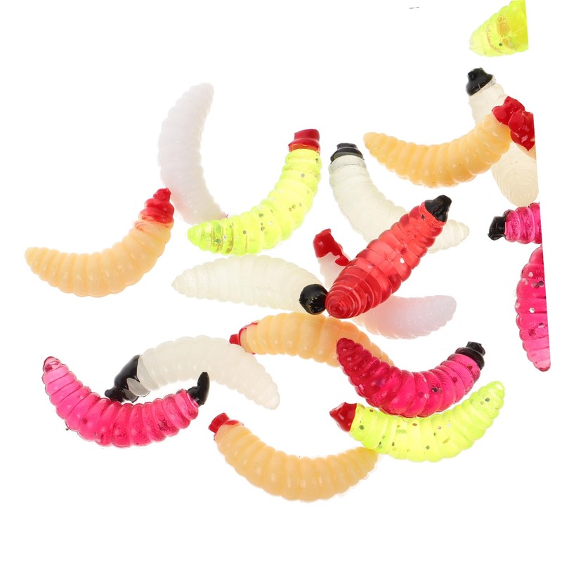 BIUDECO 100pcs Bionic Maggot Bait Soft Paddle Tail Realistic Swim