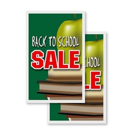Back to School Sale (2-Pack) 24" x 36" Vinyl Decals | Sign Insert Peel & Stick Decals Stickers Window Signs