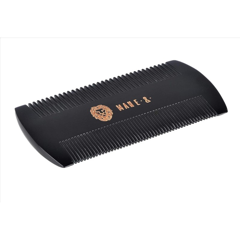 Premium 100% Oxhorn Dual-Action Beard Comb with Genuine Leather Case