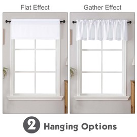 Chyhomenyc White Valances for Window, Light Filtering Short Curtains for Kitchen Bedroom Living Room, Rod Pocket Top Small Window Treatment Valance RV Bunk Panels, 60" Wx14 L, 2 Pieces