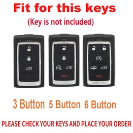 TECART Key Fob Cover with Keychain Key Shell Protection Fit for Jeep Grand Cherokee Wagoneer Grand Cherokee L 3 Button, 5 Button-black