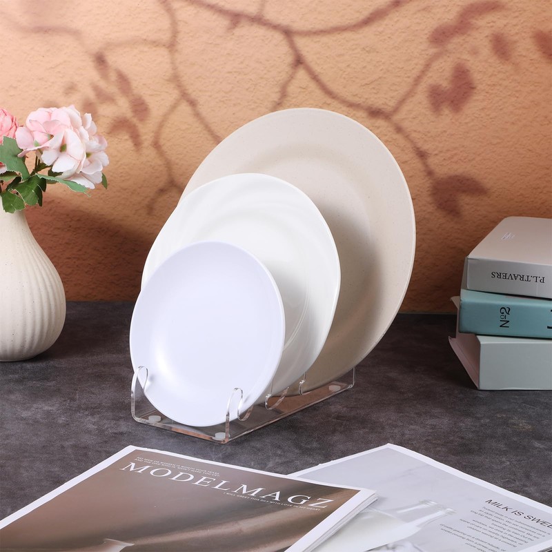 4 Pcs 3 Tier Plate Dinnerware Display Stand Acrylic Clear