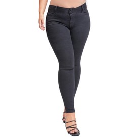 YMI Jeans Women's Plus Size Sustainable Essential Skinny Jeans, W67, 16 Black
