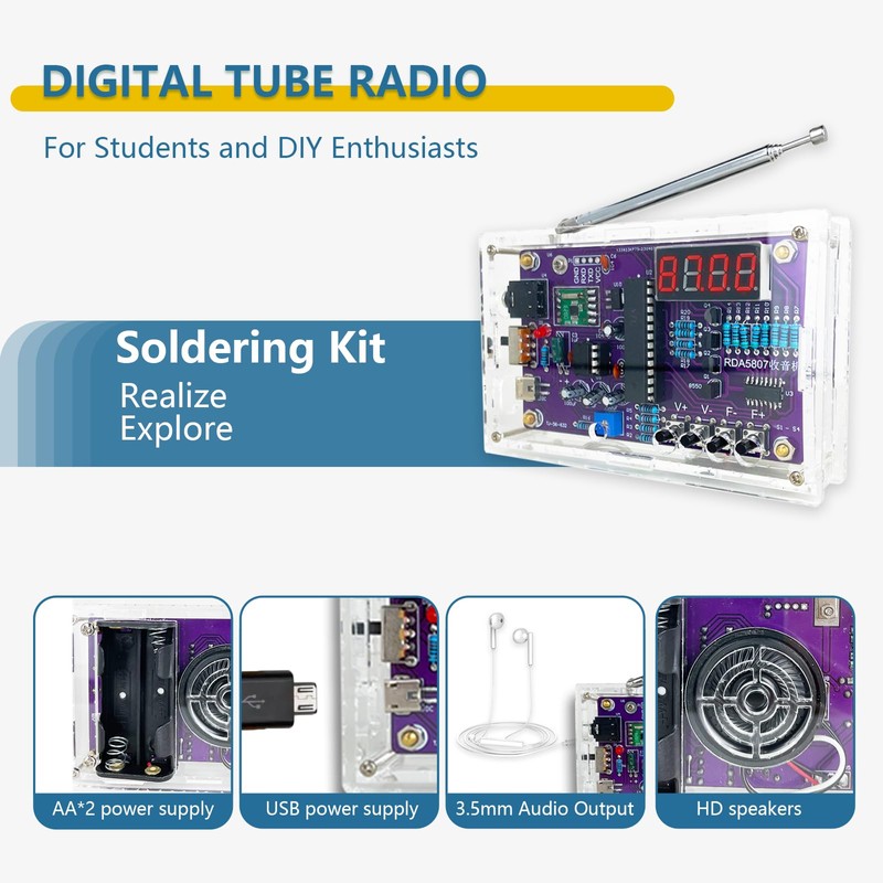 EIELE Portable Raaaadio DIY Soldering Kit 2 Power Modes Digital