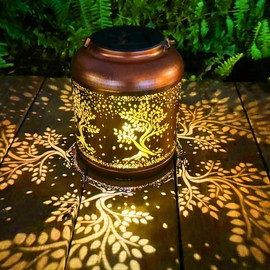 Camaxun Solar Lifetree Lanterns Garden Decor, Outdoor Waterproof Hanging Solar Lantern Light Ornament, Solar Garden Decorations Outdoor Lights for Backyard Porch Patio Table Yard Balcony Lawn Pathway