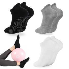 loudashuaiqi Yoga Pilates Socks Non Slip Barre Athletic Socks with Grips for Women (Black/White/Grey, Cotton)
