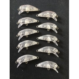 wLure 10 Blank Unpainted Lure Body Sinking Minnow Crankbait 1 3/4 inch Fishing Lures with Free Eyes UPC617P10