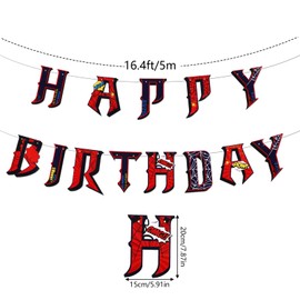 SAVITA Spinnen Geburtstagsdeko, Vorgespanntes Cooles Rotes und Blaues Komisch Geburtstags Banner für Party Babyparty Hängende Dekoration