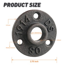 3/4" Floor Flange, Home TZH 30 Pack Pipe Flange Malleable iron Pipe Fittings for Industrial vintage style, Flanges with Threaded Hole for DIY Project/Furniture/Shelving Decoration (30 Pack, 3/4")