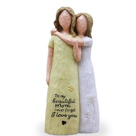 AcowSpt Mom Birthday Gifts from Daughter, Birthday Gifts for Mom from Daughter, Mother Daughter Gift, Mother of The Bride Gift, Sculpted Hand-Painted Figurine(Yellow)